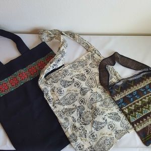 Set of 3 cloth boho bags